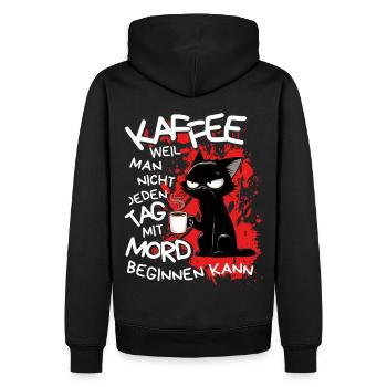 Kaffee kann Mord verhindern – Sarkastische Katze - Männer Premium Bio Hoodie - Schwarz - Hinten - Nico (187cm)