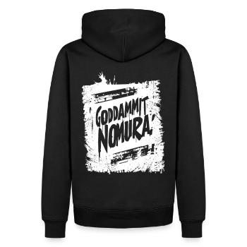 Goddammit Nomura – Graffiti Design - Männer Premium Bio Hoodie - Schwarz - Hinten - Nico (187cm)