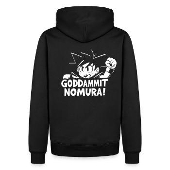 Goddammit Nomura – Chibi Design - Männer Premium Bio Hoodie - Schwarz - Hinten - Nico (187cm)