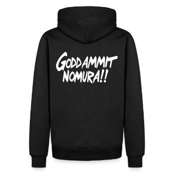 Goddammit Nomura – Einfaches Design - Männer Premium Bio Hoodie - Schwarz - Hinten - Nico (187cm)