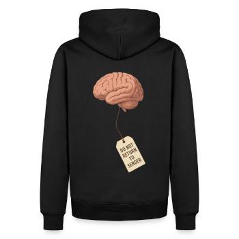 Do Not Return to Sender – Gehirn sucht Besitzer - Männer Premium Bio Hoodie - Schwarz - Hinten - Nico (187cm)