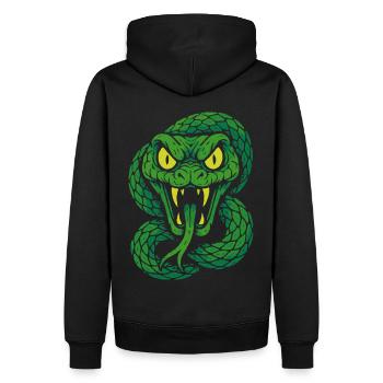 Wütende Giftschlange im Neonstil - Männer Premium Bio Hoodie - Schwarz - Hinten - Nico (187cm)