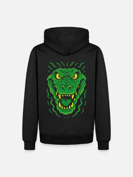 Wütender Echsenkopf im Neonstil - Männer Premium Bio Hoodie - Schwarz