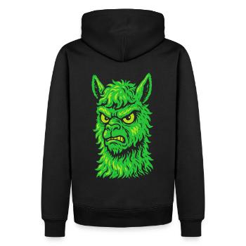 Lama néon en colère avec un look de tueur - Sweat à capuche Premium bio Homme - noir - Dos - Nico (187cm)