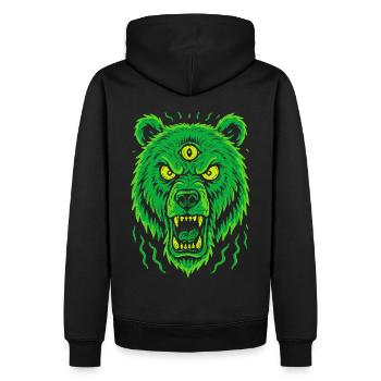 Wilder Bär mit drittem Auge Neonstil - Männer Premium Bio Hoodie - Schwarz - Hinten - Nico (187cm)