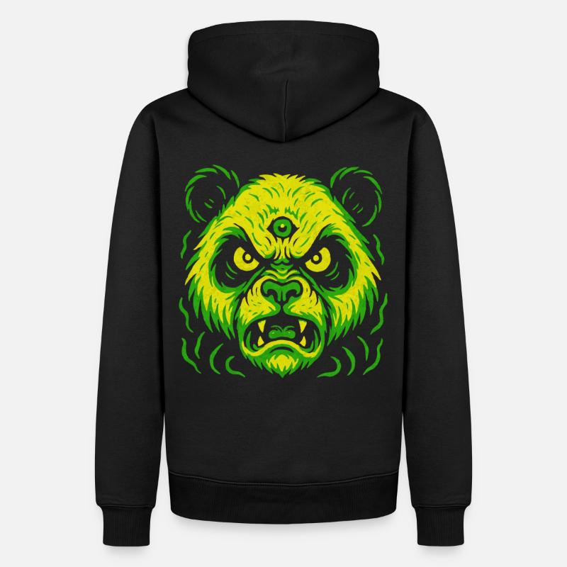 Dreiaugiger Neon-Panda mit Killerblick - Männer Premium Bio Hoodie - Schwarz