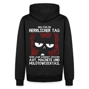 Wortlose Verachtung im Katzenformat schwarz & böse - Männer Premium Bio Hoodie - Schwarz - Hinten - Nico (187cm)