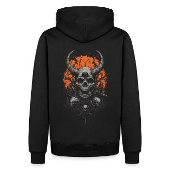 Crâne de démon avec cornes et armes - Sweat à capuche Premium bio Homme - noir - Dos - Nico (187cm)