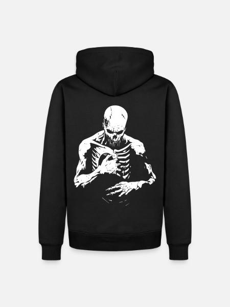 Decaying zombie reaches into chest - Men’s Premium Organic Hoodie - black