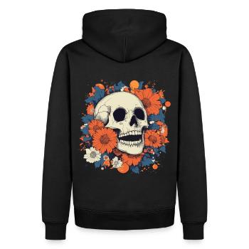 Crâne Pop Art avec des fleurs colorées - Sweat à capuche Premium bio Homme - noir - Dos - Nico (187cm)