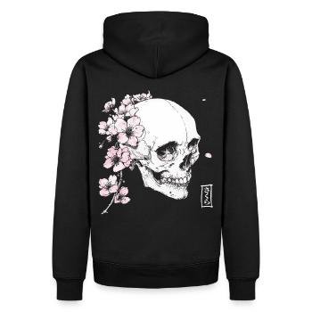 Crâne de cerisier en fleur de cerisier de style japonais - Sweat à capuche Premium bio Homme - noir - Dos - Nico (187cm)