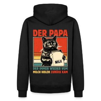 Papa vom Milch holen zurück - Schwarze Katze - Männer Premium Bio Hoodie - Schwarz - Hinten - Nico (187cm)