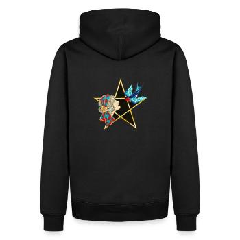 Pentacle Swallow - Men’s Premium Organic Hoodie - black - Back - Nico (187cm)
