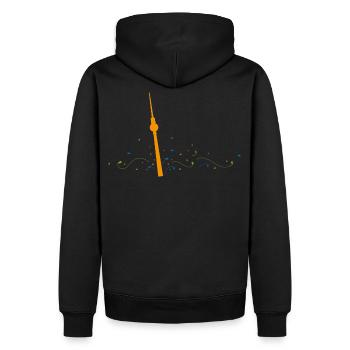 Tour de télévision Berlin | Berlin a le flux - Sweat à capuche Premium bio Homme - noir - Dos - Nico (187cm)