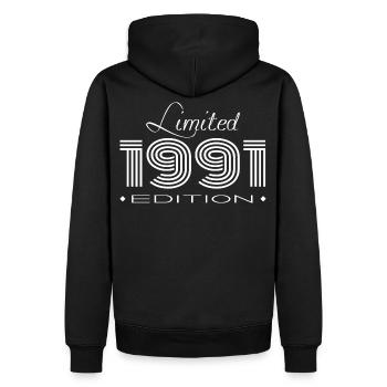 Jubiläum 31 Jahre Ausgabe 1991 Geschenk 31 Jahre - Männer Premium Bio Hoodie - Schwarz - Hinten - Nico (187cm)