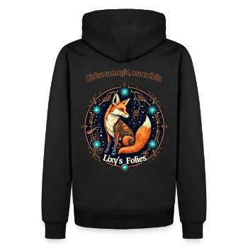 Lixy's Folies "Entfessle deine Magie, wage deinen Wahnsinn" - Männer Premium Bio Hoodie - Schwarz - Hinten - Nico (187cm)