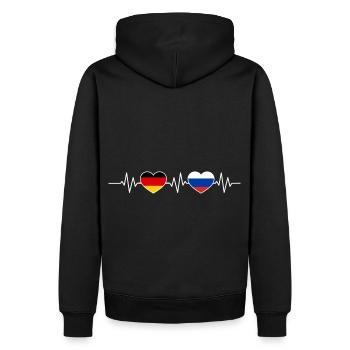 Herzschlag Deutschland Russland - Männer Premium Bio Hoodie - Schwarz - Hinten - Nico (187cm)