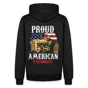 Stolzer Amerikanischer Landwirt - Männer Premium Bio Hoodie - Schwarz - Hinten - Nico (187cm)