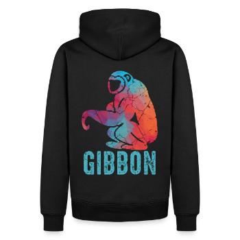 Gibbon Affe - Männer Premium Bio Hoodie - Schwarz - Hinten - Nico (187cm)