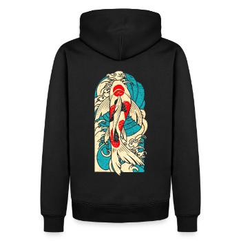 Koi Fisch Japan - Männer Premium Bio Hoodie - Schwarz - Hinten - Nico (187cm)