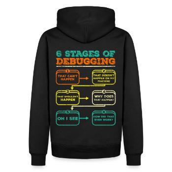 Débogage du code du programmeur Funny - Sweat à capuche Premium bio Homme - noir - Dos - Nico (187cm)