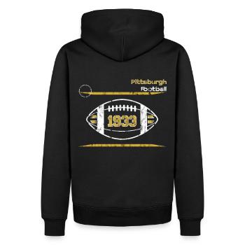 Pittsburgh American Football Team Design - Männer Premium Bio Hoodie - Schwarz - Hinten - Nico (187cm)