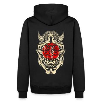 Masque de samouraï japonais - Sweat à capuche Premium bio Homme - noir - Dos - Nico (187cm)