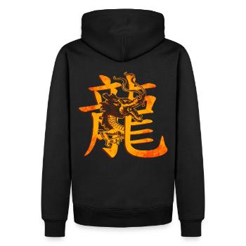 Chinesische Schriftzeichen mit Drache - Männer Premium Bio Hoodie - Schwarz - Hinten - Nico (187cm)