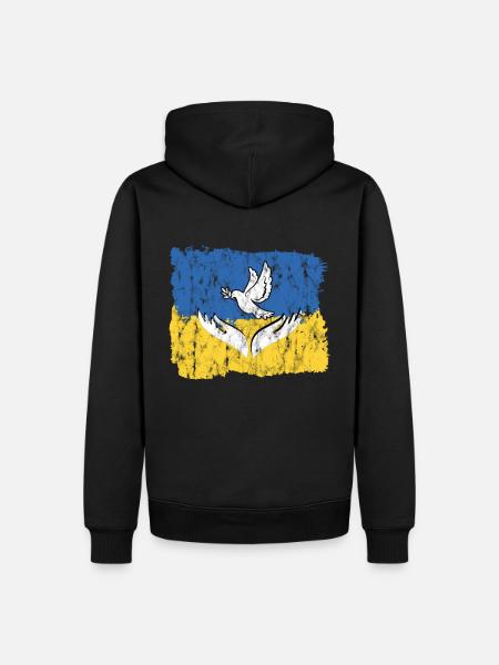 Peace Dove Ukraine - Männer Premium Bio Hoodie - Schwarz