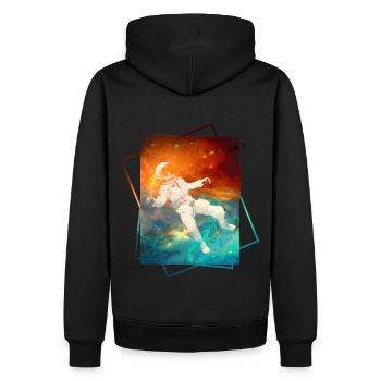 Astronaut im Weltraum - Männer Premium Bio Hoodie - Schwarz - Hinten - Nico (187cm)