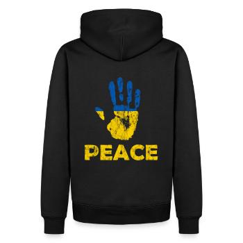 Hand Peace Ukraine - Männer Premium Bio Hoodie - Schwarz - Hinten - Nico (187cm)