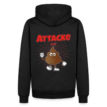 Attacke mit Kacke - Männer Premium Bio Hoodie - Schwarz - Hinten - Nico (187cm)