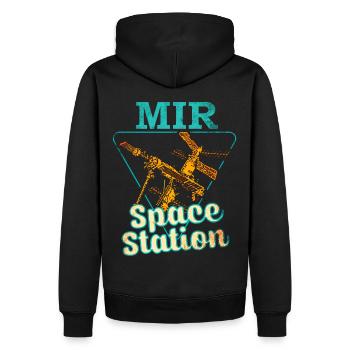 Mir Space Station - Men’s Premium Organic Hoodie - black - Back - Nico (187cm)