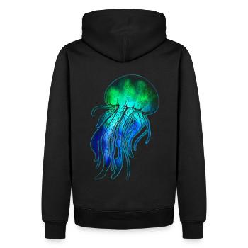 Jellyfish - Men’s Premium Organic Hoodie - black - Back - Nico (187cm)