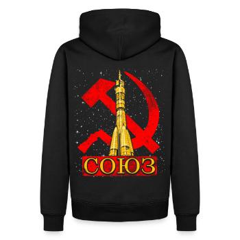 Fusée Soyouz Union soviétique - Sweat à capuche Premium bio Homme - noir - Dos - Nico (187cm)