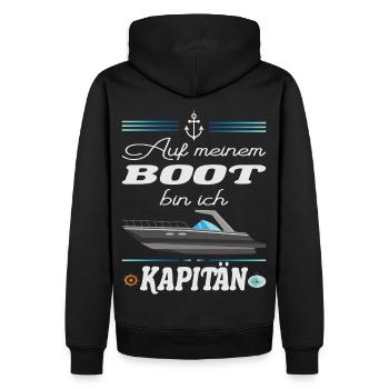 Auf meinem BOOT bin ich Kapitän - Männer Premium Bio Hoodie - Schwarz - Hinten - Nico (187cm)