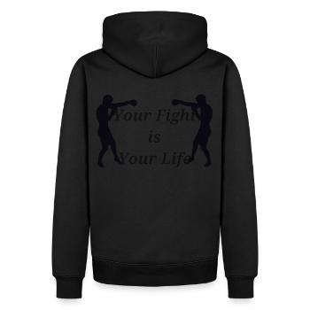 Votre combat est votre vie - Sweat à capuche Premium bio Homme - noir - Dos - Nico (187cm)