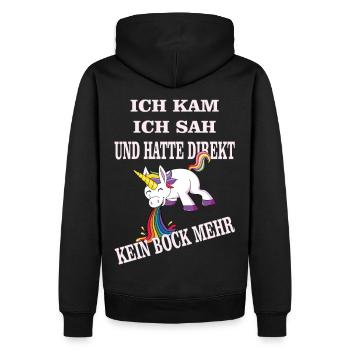 Kotzendes Einhorn Regenbogen - Männer Premium Bio Hoodie - Schwarz - Hinten - Nico (187cm)