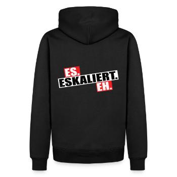 Es Eskaliert eh - Männer Premium Bio Hoodie - Schwarz - Hinten - Nico (187cm)
