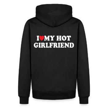 I Love My Hot Girlfriend - Männer Premium Bio Hoodie - Schwarz - Hinten - Nico (187cm)