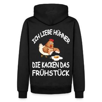 Ich Liebe Hühner Die Kacken das Frühstück - Männer Premium Bio Hoodie - Schwarz - Hinten - Nico (187cm)