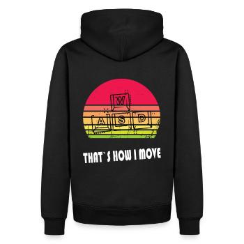 WASD PC Gamer Gaming Videospiel Retro Zocker - Männer Premium Bio Hoodie - Schwarz - Hinten - Nico (187cm)