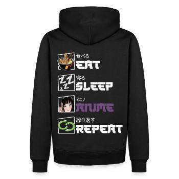 Manger Sommeil Anime Répéter - Sweat à capuche Premium bio Homme - noir - Dos - Nico (187cm)