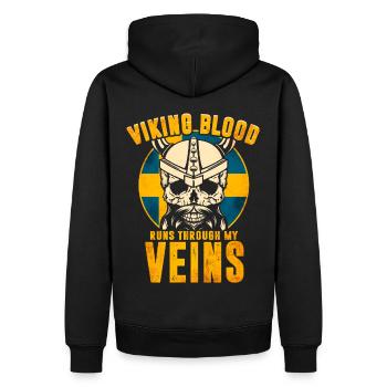 Wikinger Blut fliesst durch meine Adern - Schweden - Männer Premium Bio Hoodie - Schwarz - Hinten - Nico (187cm)