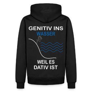 Genitiv ins Wasser weil es Dativ ist Grammatik Wit - Männer Premium Bio Hoodie - Schwarz - Hinten - Nico (187cm)