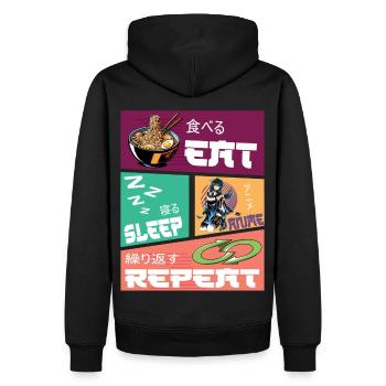 Manger Sommeil Anime Répéter - Sweat à capuche Premium bio Homme - noir - Dos - Nico (187cm)