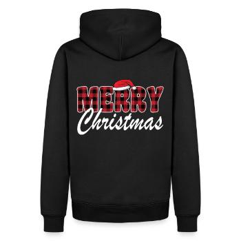 Joyeux Noël Buffalo Plaid rouge Noël - Sweat à capuche Premium bio Homme - noir - Dos - Nico (187cm)
