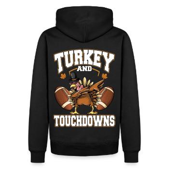 Thanksgiving Turkey And Touchdowns Football - Männer Premium Bio Hoodie - Schwarz - Hinten - Nico (187cm)