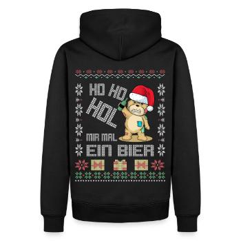 Ho Ho Hol mir ein Bier lustiger Weihnachts Spruch - Männer Premium Bio Hoodie - Schwarz - Hinten - Nico (187cm)