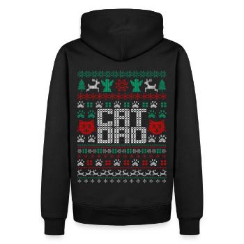 Papa chat de Noël laid - Sweat à capuche Premium bio Homme - noir - Dos - Nico (187cm)